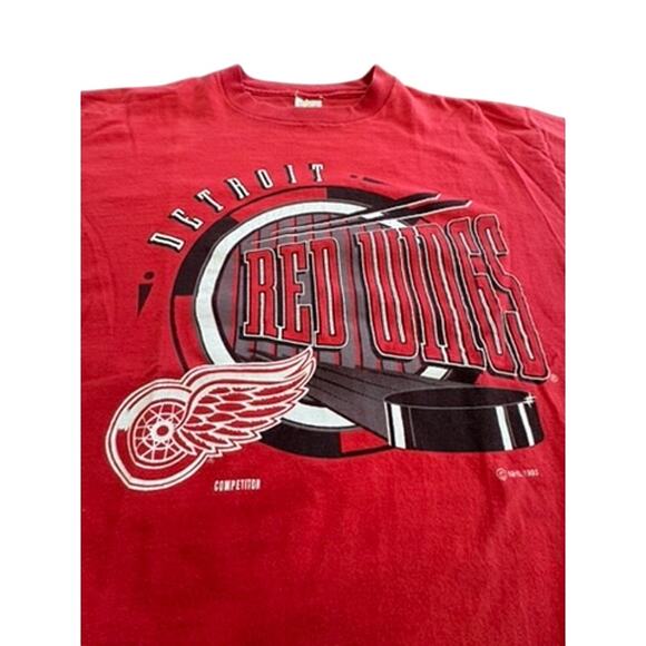 "COMPETITOR" Detroit Red Wings VNT 1993 SZ L Y2K Playoffs Hockey Graphic Stanley - Picture 2 of 10